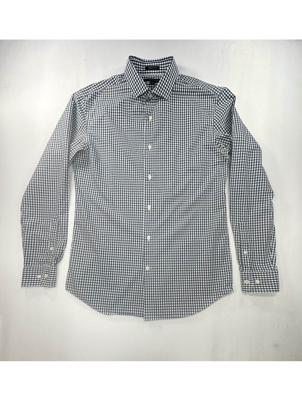 Banana Republic Grant Fit Check Cotton Button Up Blue Mens M